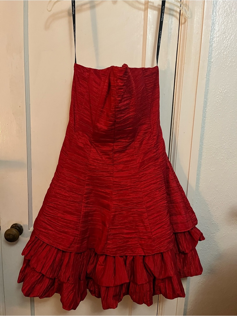 Morgan & Co. Red Ruffled Strapless Party Dress